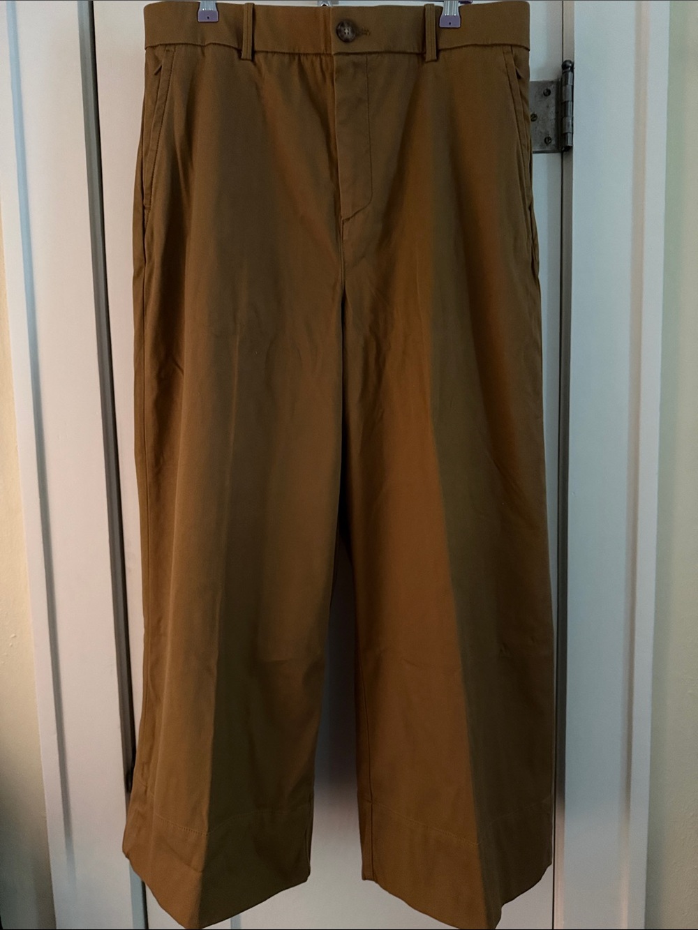 Spanx Wide Leg Twill Trousers, High Waist, Zip Up Pockets, Button Zip Front, NWT